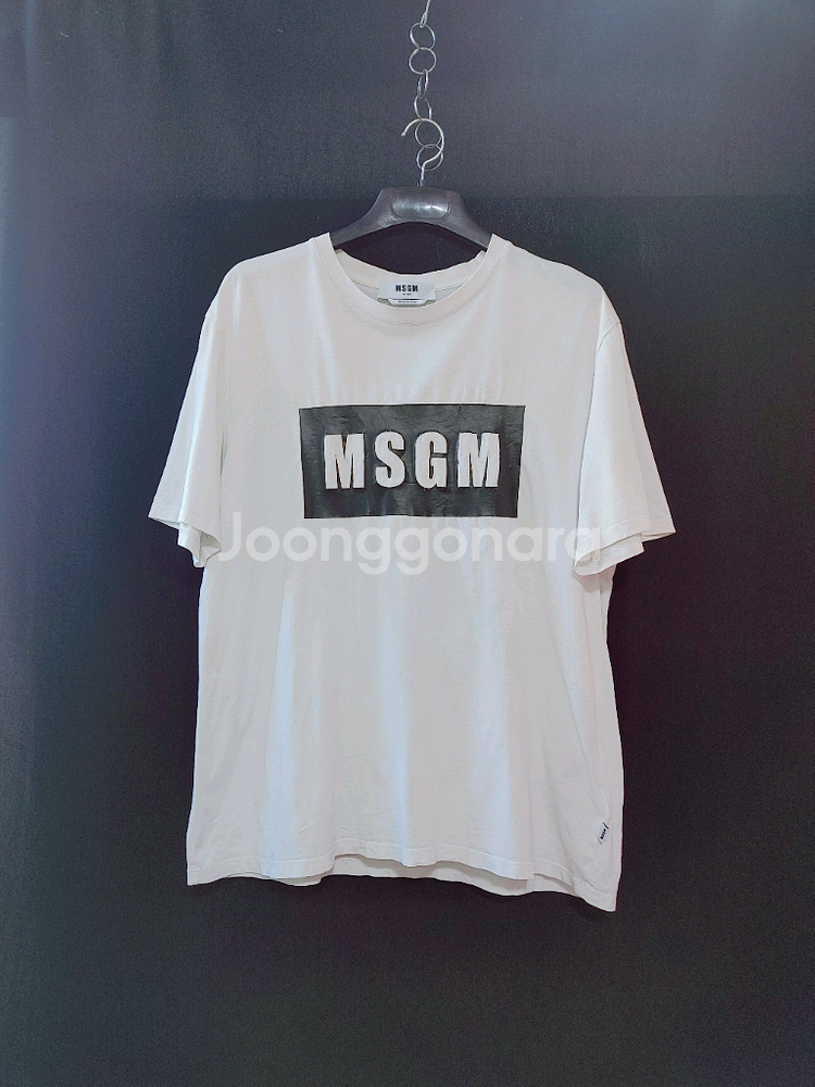 MSGM 엠에스지엠 남성 사각블랙로고 스판 반팔라운드티--0