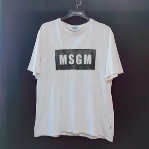 MSGM 엠에스지엠 남성 사각블랙로고 스판 반팔라운드티