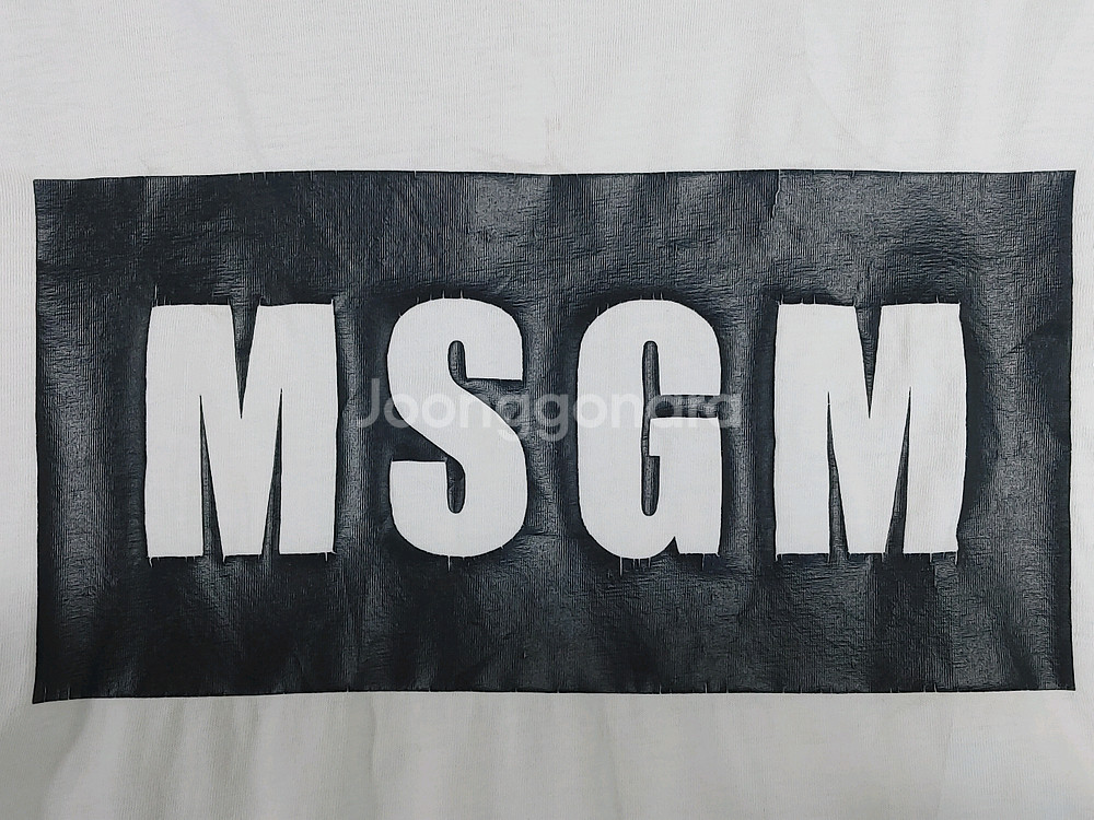 MSGM 엠에스지엠 남성 사각블랙로고 스판 반팔라운드티--1