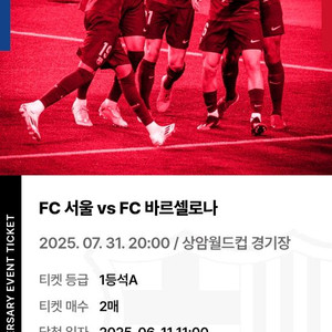 FC 서울vs FC 바르셀로나 1등석 A(2매)