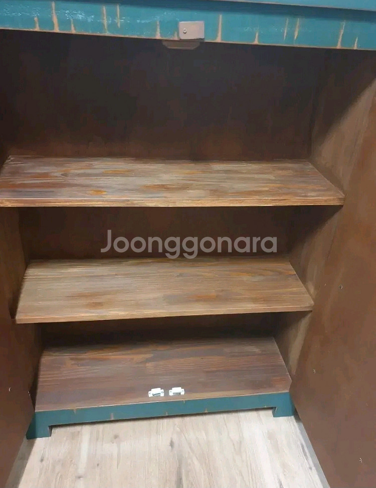 수제 원목 빈티지 원단 수납장--2