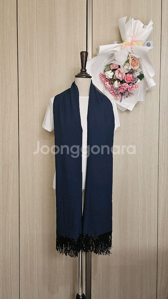 판교현대백화점구입 여름 비즈 프린지 빅숄 블루블랙--1