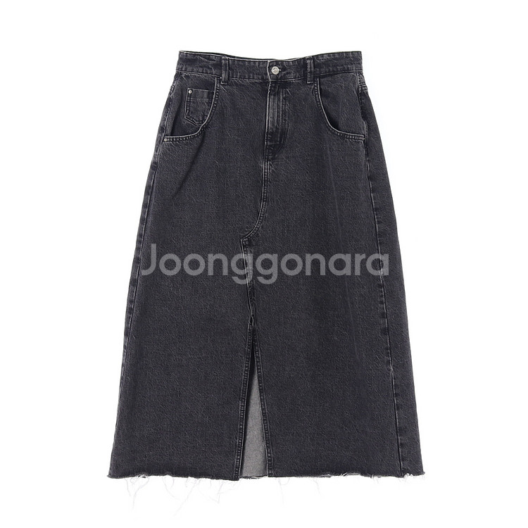 [L]자라 진그레이 컷아웃 슬릿 롱 청치마 데님스커트--0