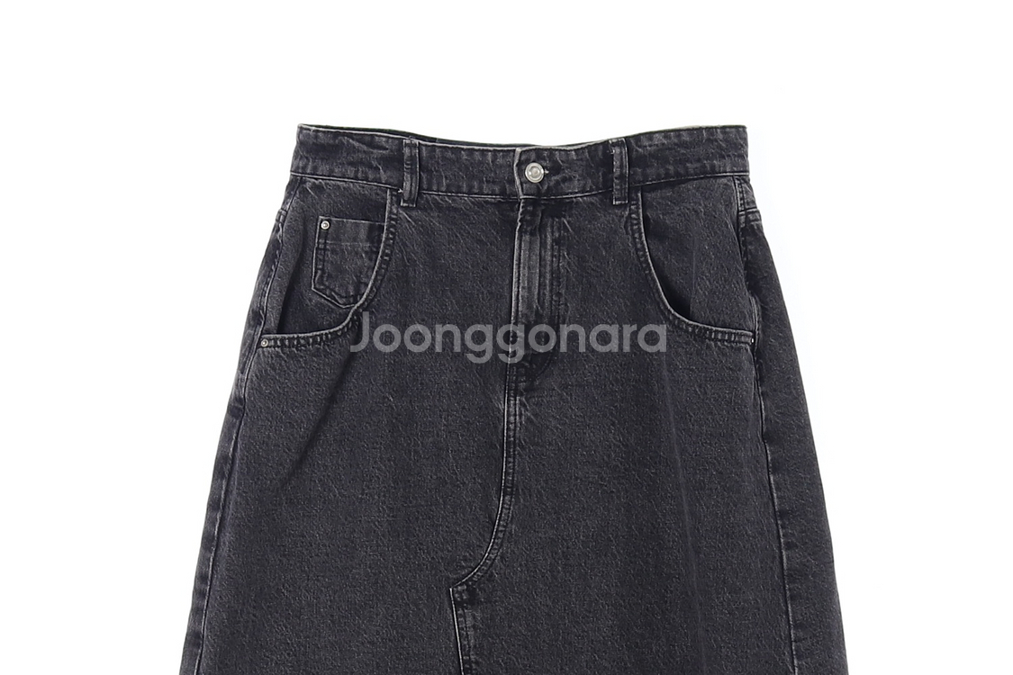 [L]자라 진그레이 컷아웃 슬릿 롱 청치마 데님스커트--1