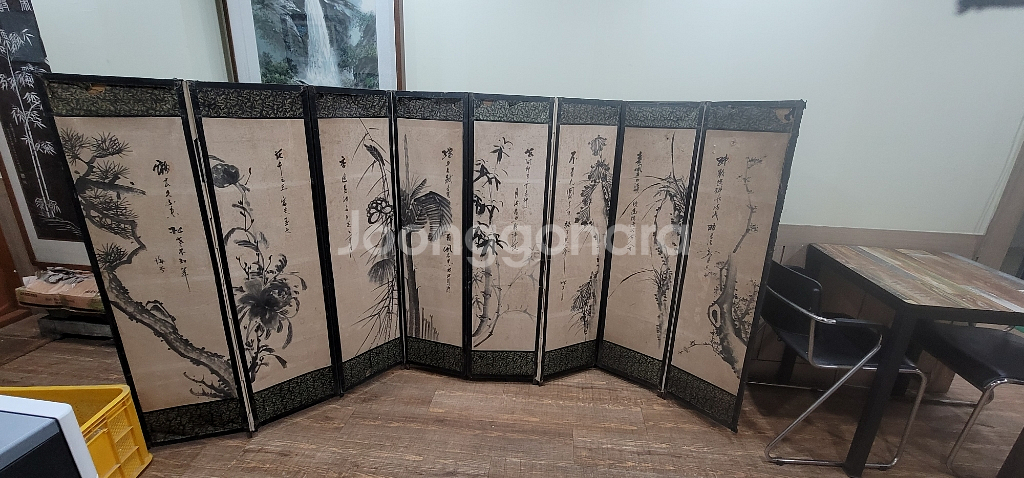 8폭 병풍 고화 한국화 골동품--1