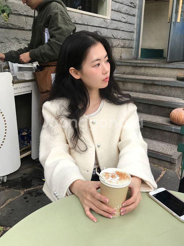아카이브제이투유 - 소프트 울부클 트위드 자켓 (크림)--2