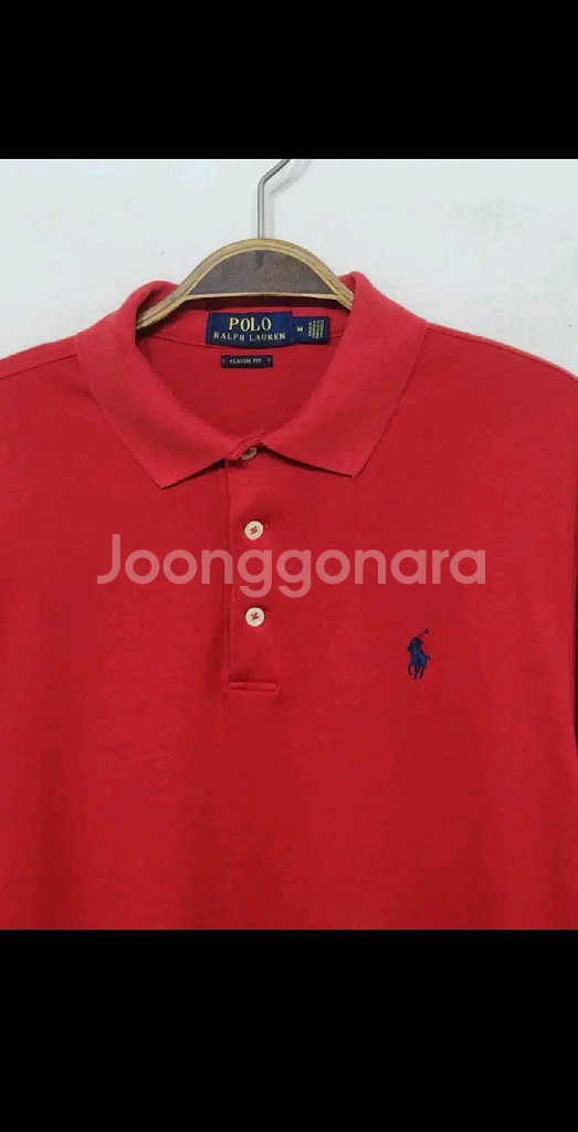 (L) 랄프로렌 폴로 반팔 카라티 빨강 피케 로고티셔츠--1