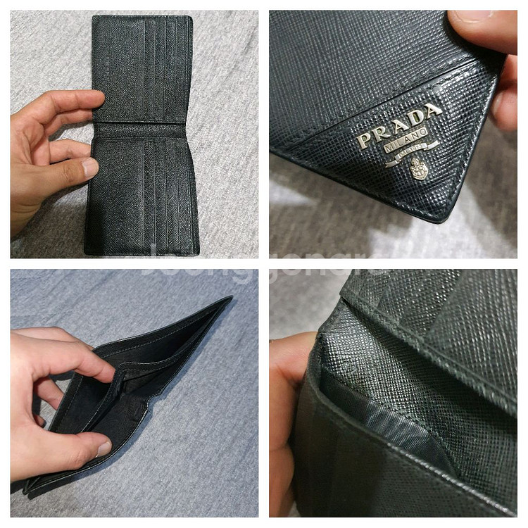 정품 프라다 사피아노 삼각로고 남성 반지갑--7