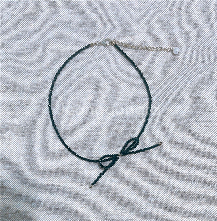 목걸이2종일괄(블랙비즈리본목걸이+실버볼목걸이)--3