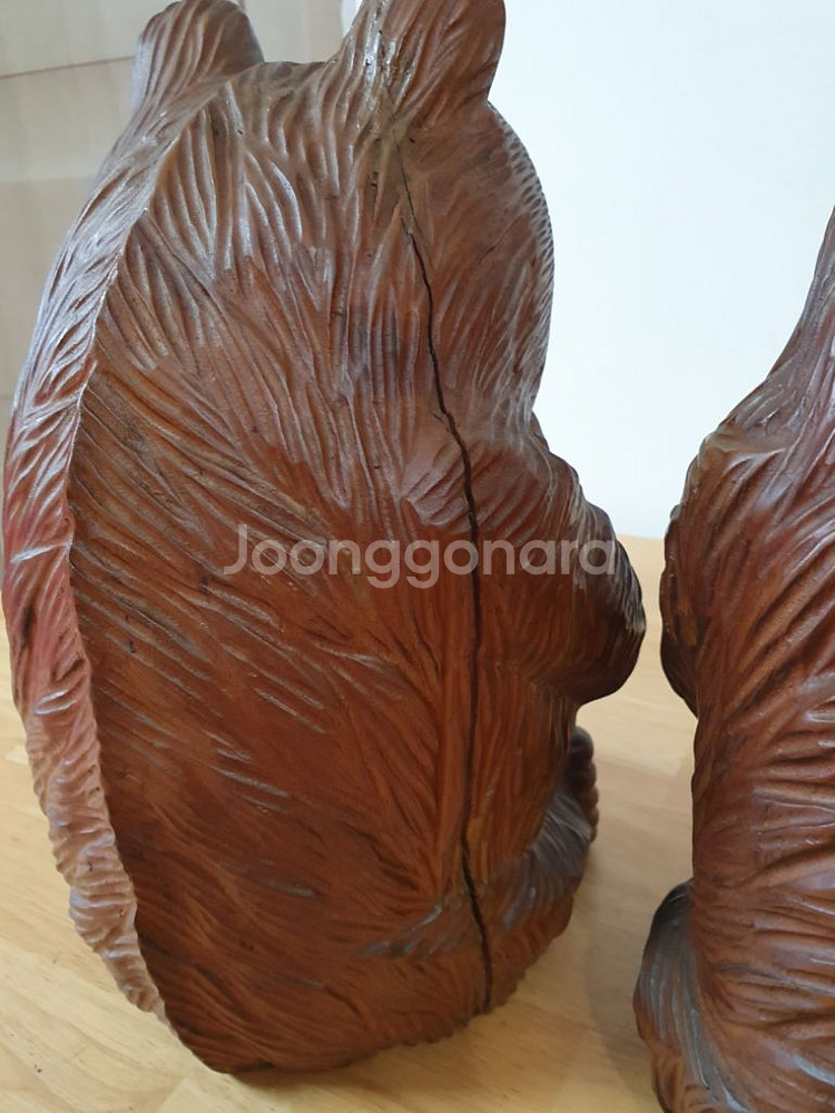 원목 곰 조각품--2