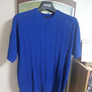 남성 블루색상 반팔 니트 택포2만원에 드려요