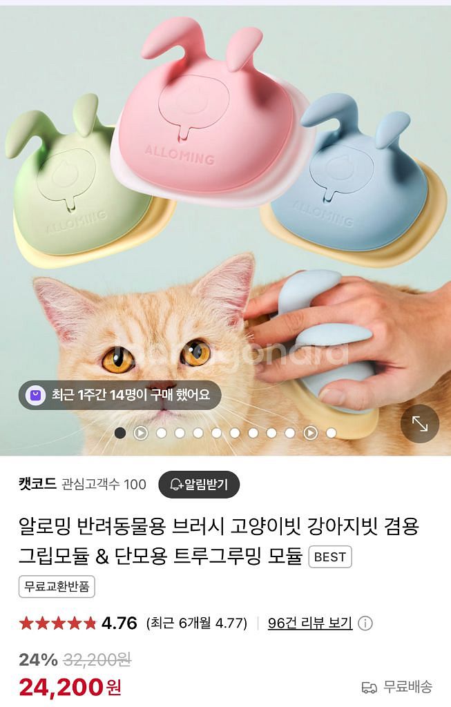 알로밍 고양이 강아지 빗--0