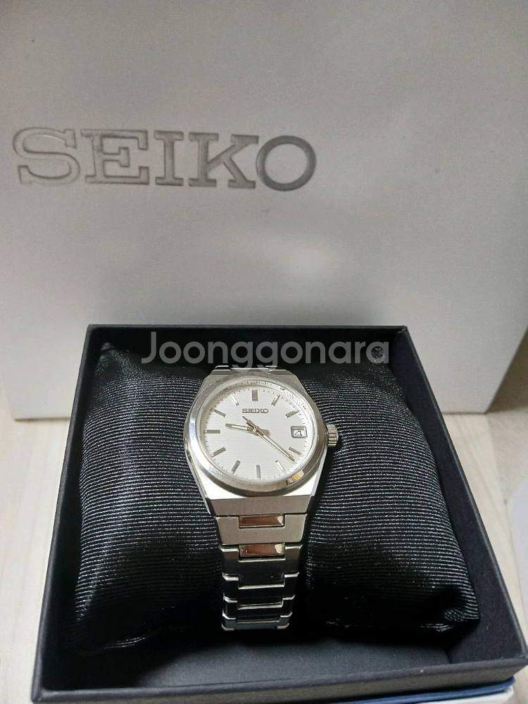 세이코 시계 사파이어 메탈 실버 화이트 34mm--0