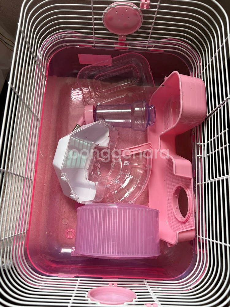 햄스터 핑크 케이지(구성품 일부 포함)--0
