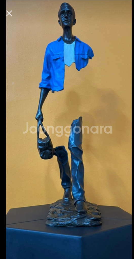 56cm 청동 여행자 동상 추상 남자 조각( 급처)--5