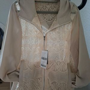 레이스 후드 아이보리 짚업 프리사이즈