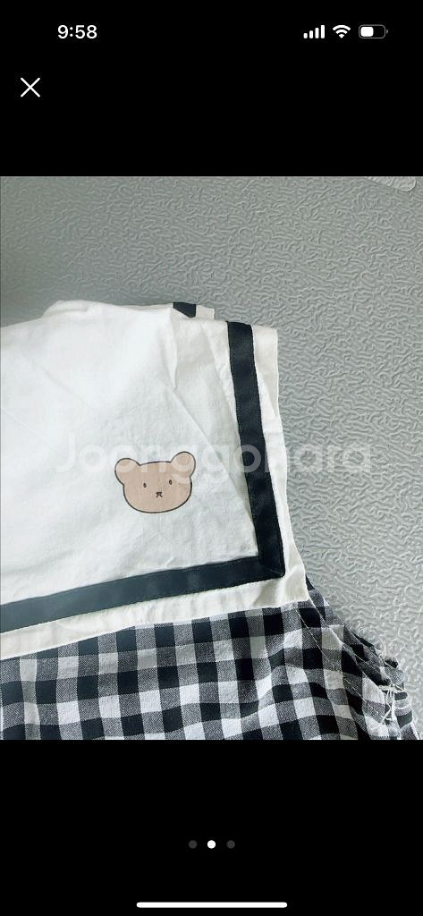 형제룩 깅엄체크 민소매 상하세트 블랙110/ 블루100--1
