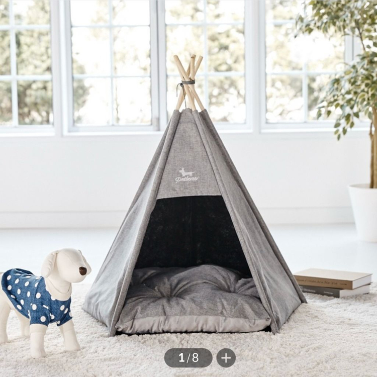 펫본 캠핑 티피 텐트(방석 포함) 내추럴 이미지