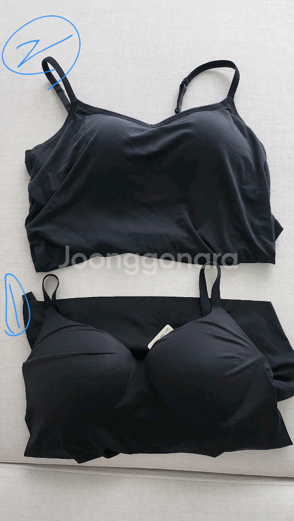 유니클로 에어리즘 브라 캐미솔 블랙 2개 택포--1