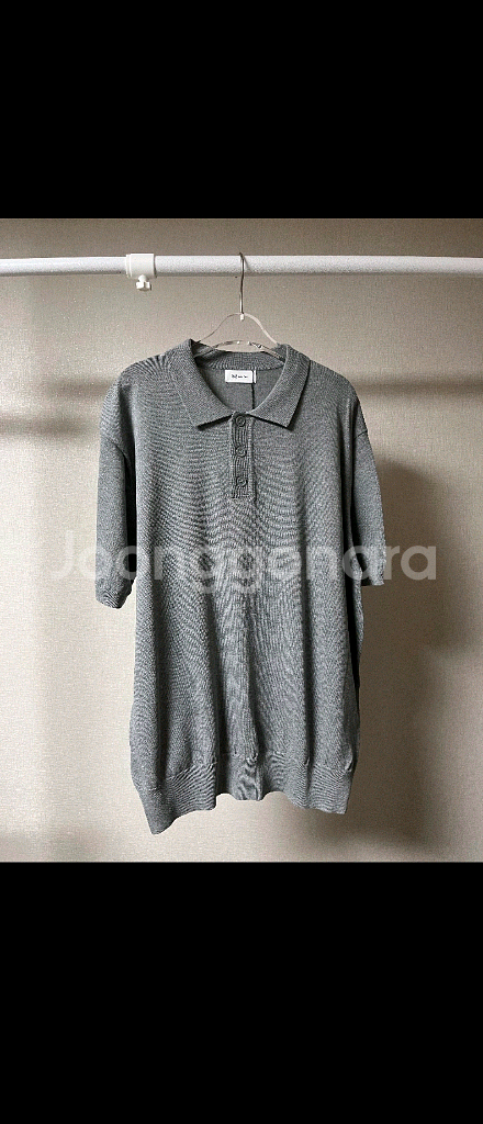 남자 카라 반팔 니트 그레이--0