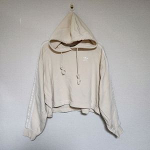 아디다스 기모 크롭 후드티 여95