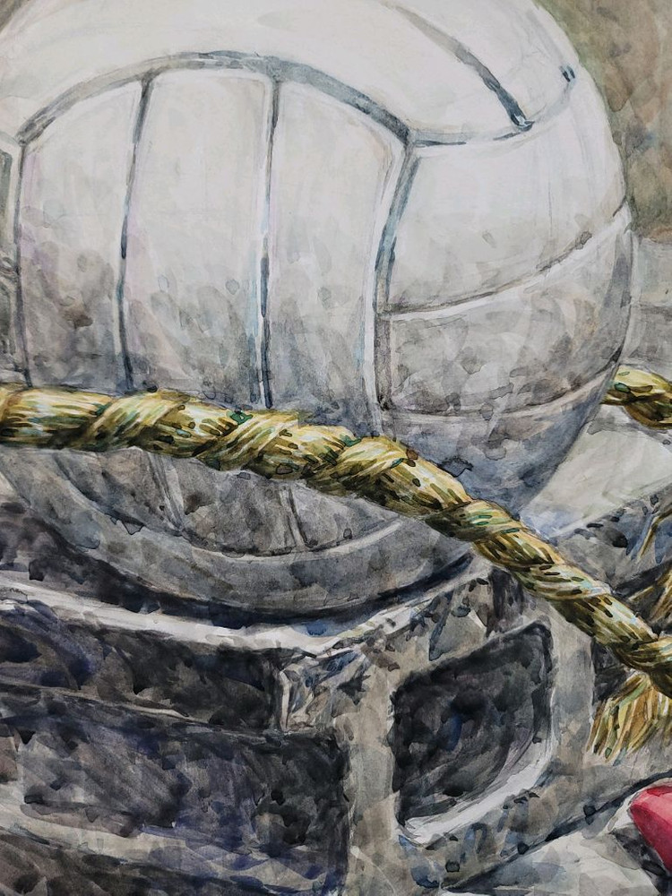 이수미작가 수채화그림 배구공 이미지