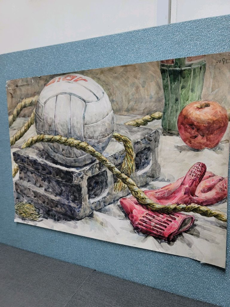 이수미작가 수채화그림 배구공 이미지