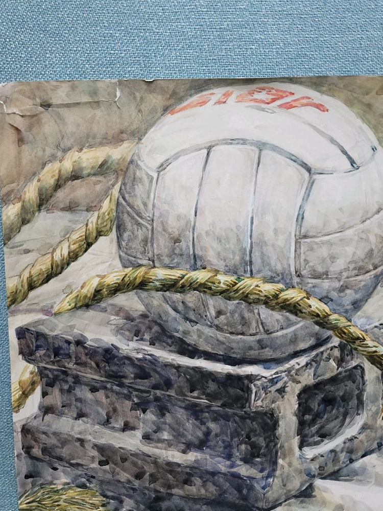 이수미작가 수채화그림 배구공 이미지