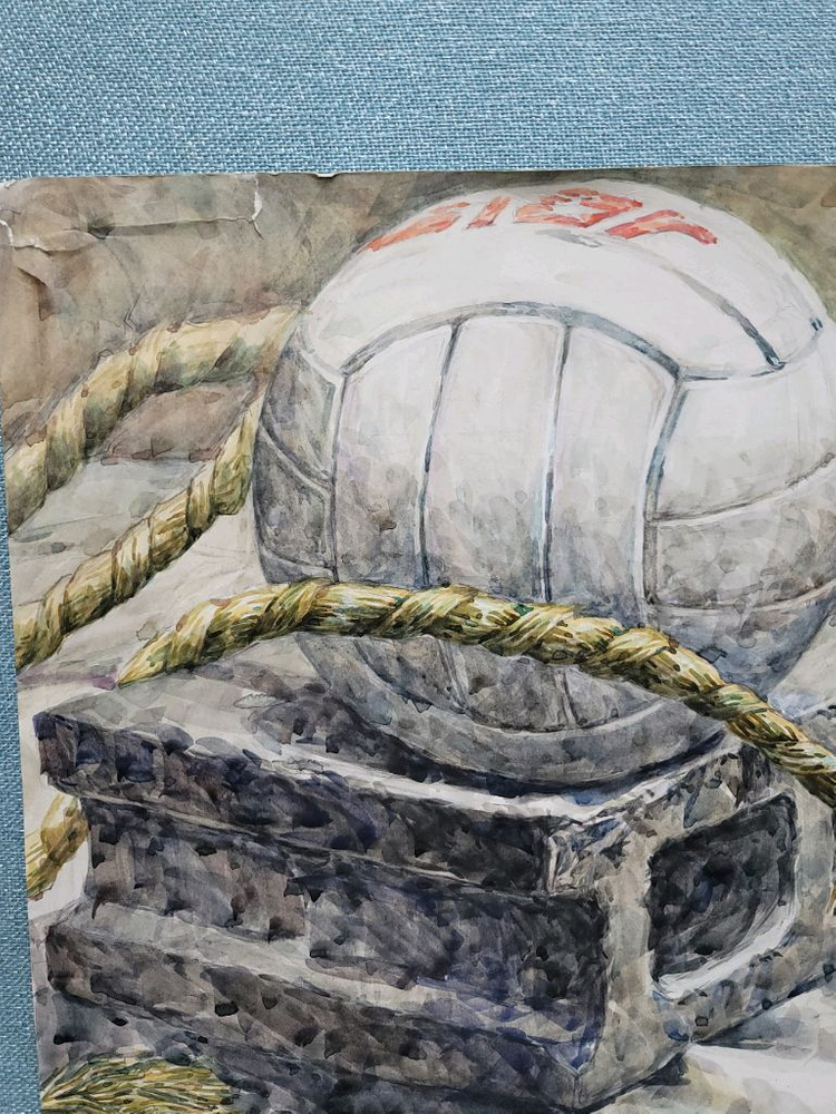 이수미작가 수채화그림 배구공 이미지