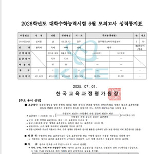 최신 평가원 모의고사 성적표 양식 판매 거래내역 300