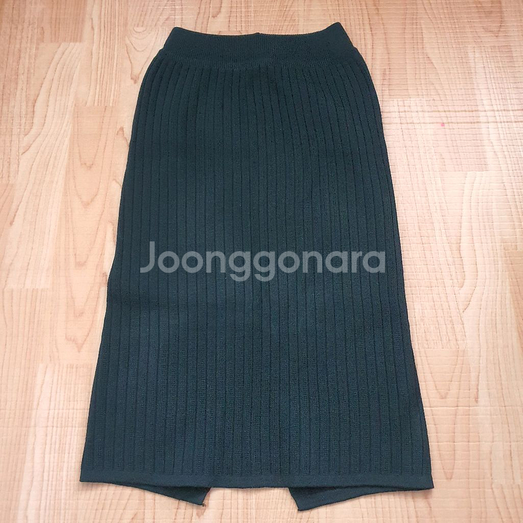 골지 니트 롱 미디 스커트 블랙/그레이 치마 트임 포켓--1