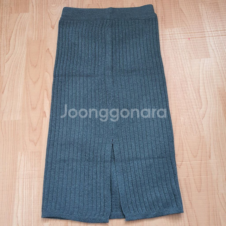 골지 니트 롱 미디 스커트 블랙/그레이 치마 트임 포켓--4
