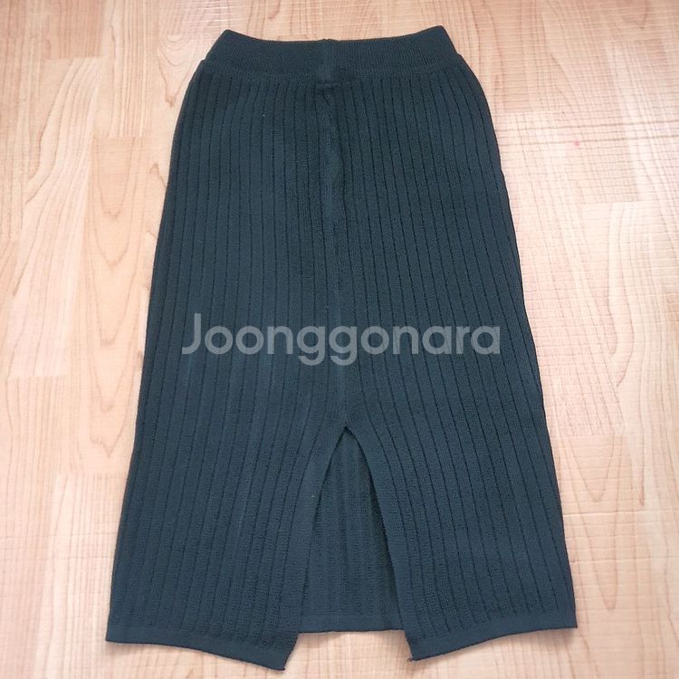 골지 니트 롱 미디 스커트 블랙/그레이 치마 트임 포켓--2