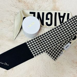 디올 몽테인 하운드 투스 체크 미차 실크 트윌리 스카프