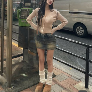 카인다미 골반볼륨업 빈티지 워싱 데님 스커트 s
