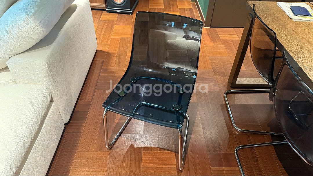 [이케아 토비아스 식탁의자 크롬도금 블루]--0