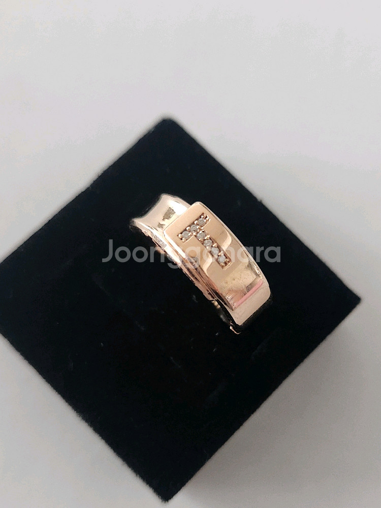 14K 로즈골드 심플한 T반지--1