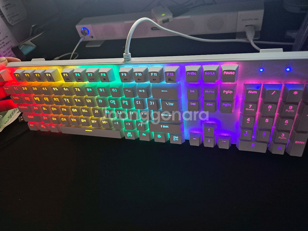 앱코 해커 게이밍 키보드레인보우 LED A급 좋음--3