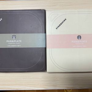(새상품) 스타벅스 팬&플레이트 세트 크림핑크&차콜카키