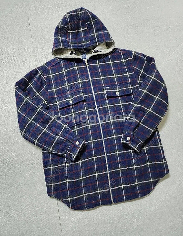 00s 빈티지 polo 폴로랄프로렌 체크 후드 하프코트--0