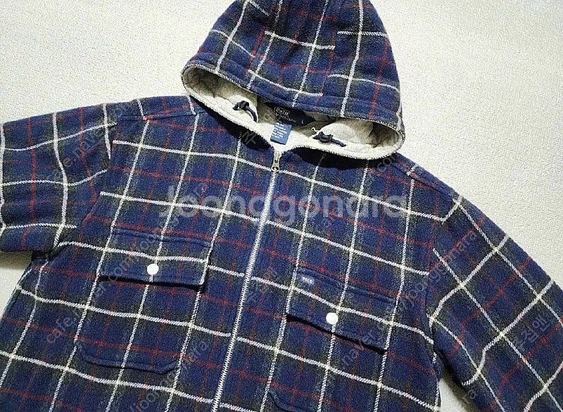 00s 빈티지 polo 폴로랄프로렌 체크 후드 하프코트--1