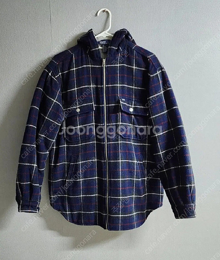 00s 빈티지 polo 폴로랄프로렌 체크 후드 하프코트--3