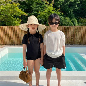 새상품 OUR(아워) 제인 카라 수영복 블랙 L