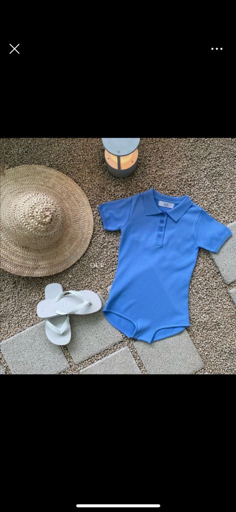 새상품 OUR(아워) 제인 카라 수영복 블루 L--1