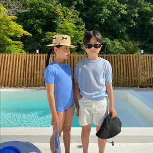 새상품 OUR(아워) 제인 카라 수영복 블루 L