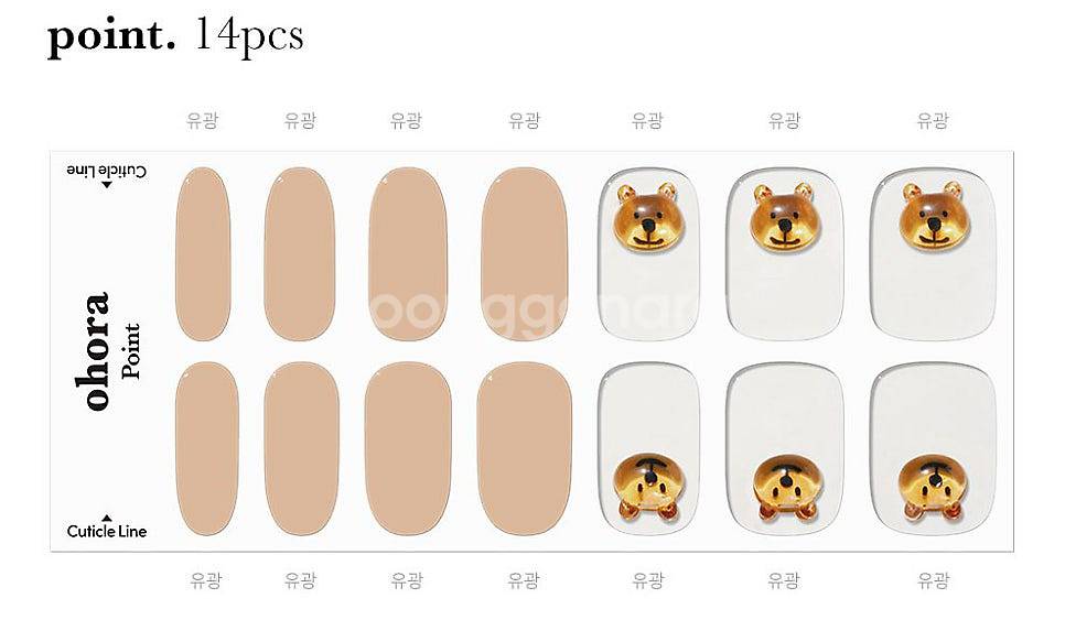 오호라 네일세트 카라멜 곰돌이--1