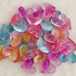 파츠 투명반짝 투톤하트 4색 38개 일괄