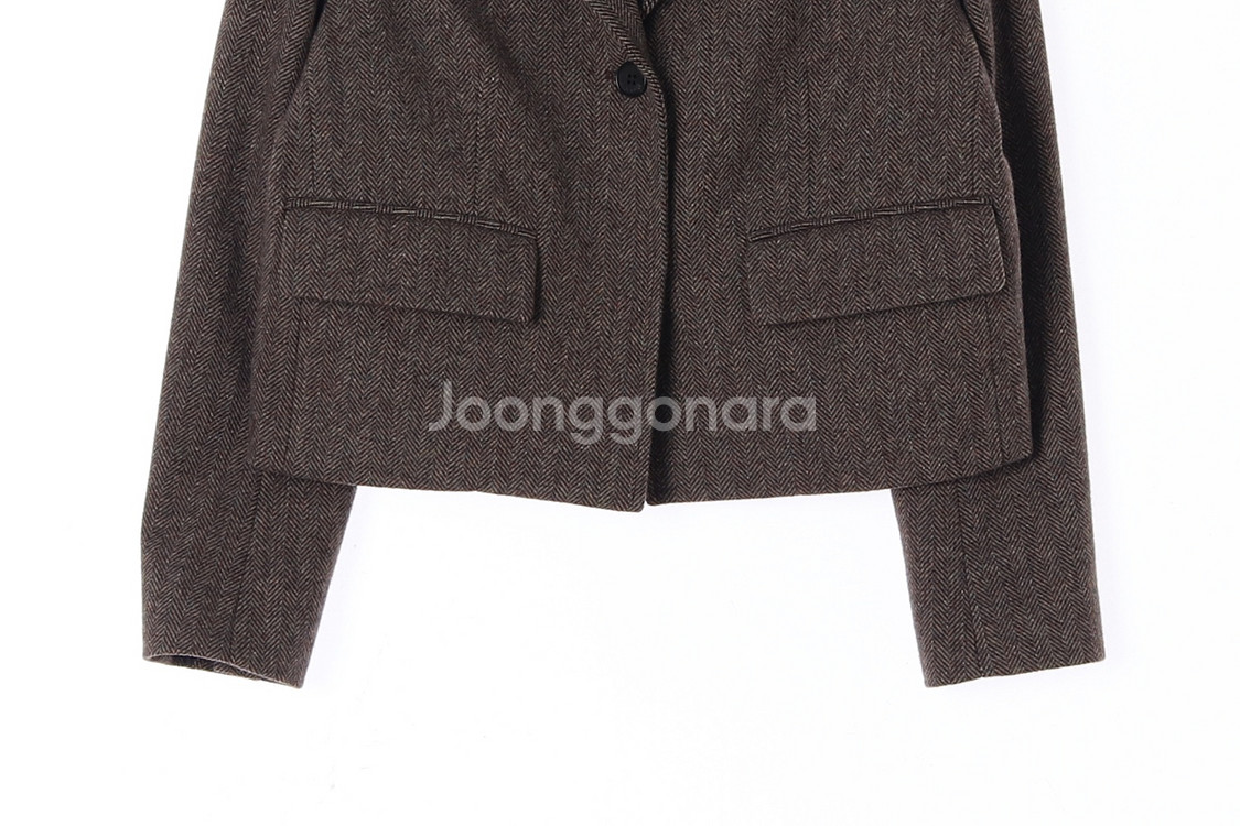 [S]구호플러스 울70% 브라운 헤링본 숏코트 울자켓--2