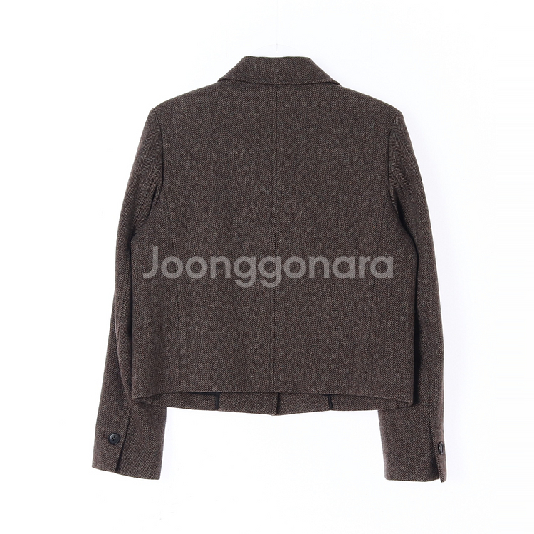 [S]구호플러스 울70% 브라운 헤링본 숏코트 울자켓--4