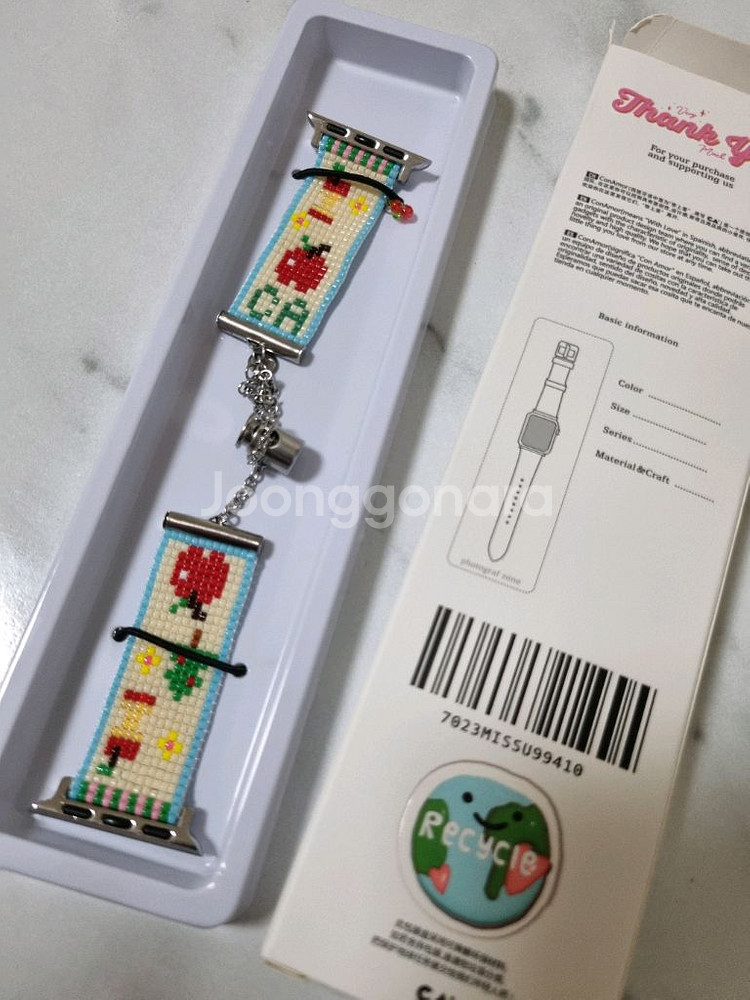 사과모양 비즈 42mm 애플워치 스트랩--1